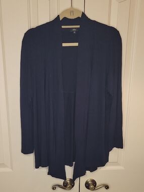 Storm Navy Open-Front Draped Cardigan